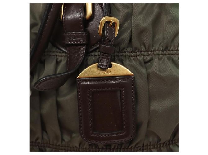 PRADA Borsa a Mano Nylon 2 vie Kaki Oro Auth BD1244 D'oro Cachi - vista 18