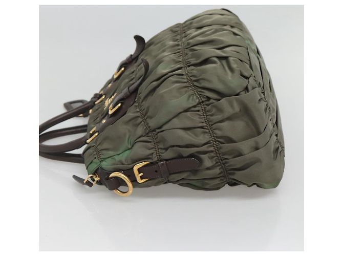 PRADA Borsa a Mano Nylon 2 vie Kaki Oro Auth BD1244 D'oro Cachi - vista 3