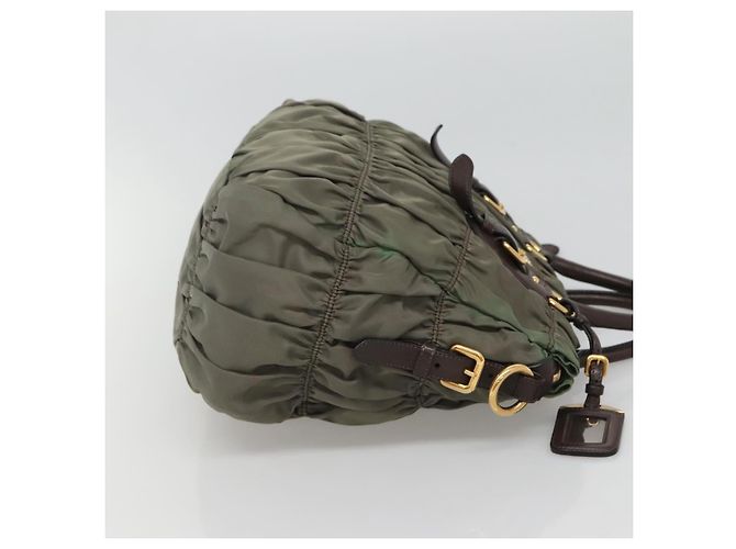 PRADA Borsa a Mano Nylon 2 vie Kaki Oro Auth BD1244 D'oro Cachi - vista 4