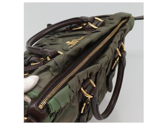 PRADA Borsa a Mano Nylon 2 vie Kaki Oro Auth BD1244 D'oro Cachi - vista 6