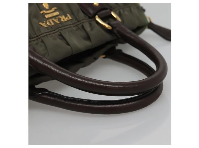 PRADA Borsa a Mano Nylon 2 vie Kaki Oro Auth BD1244 D'oro Cachi - vista 7