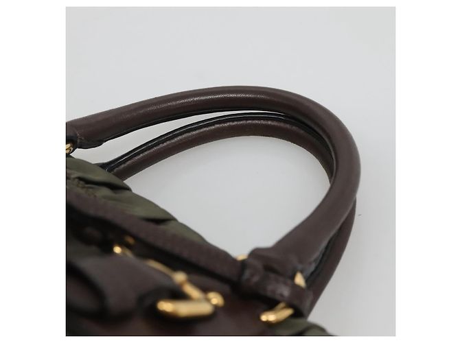 PRADA Borsa a Mano Nylon 2 vie Kaki Oro Auth BD1244 D'oro Cachi - vista 8