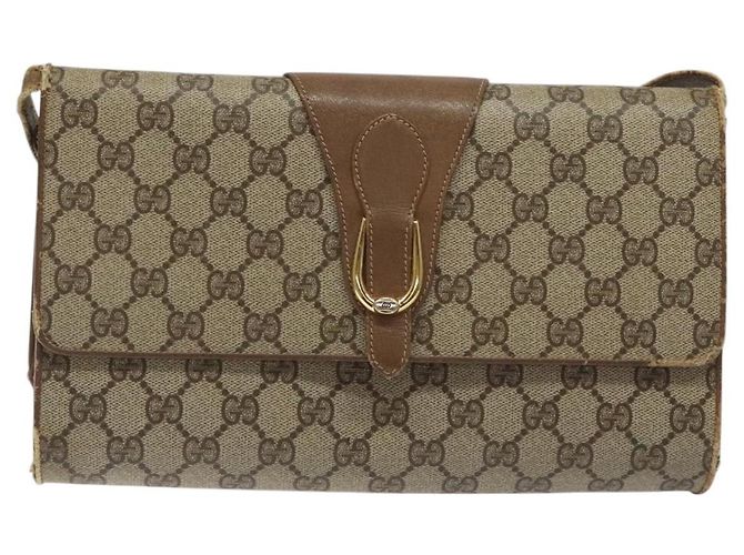 Borsa a spalla GUCCI GG Supreme PVC Beige Oro Auth BD1873 D'oro - vista 13