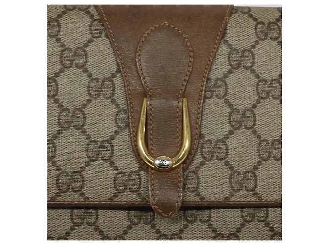 Borsa a spalla GUCCI GG Supreme PVC Beige Oro Auth BD1873 D'oro - vista 17