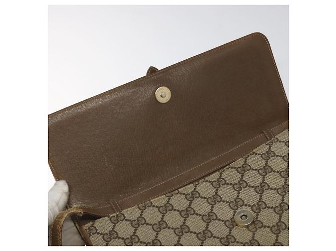 Borsa a spalla GUCCI GG Supreme PVC Beige Oro Auth BD1873 D'oro - vista 18