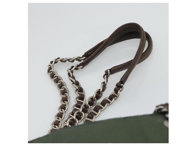 PRADA Borsa a Spalla con Catena in Nylon Verde Auth BD1448 - vista 14