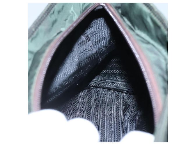 PRADA Borsa a Spalla con Catena in Nylon Verde Auth BD1448 - vista 21