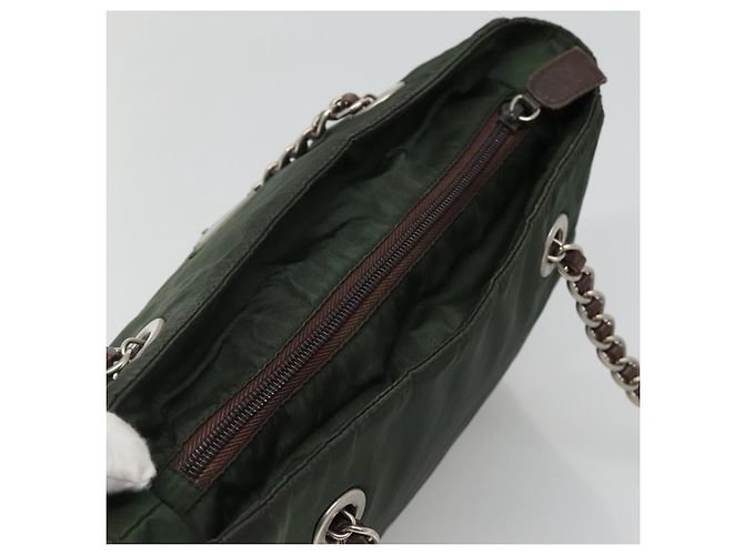 PRADA Borsa a Spalla con Catena in Nylon Verde Auth BD1448 - vista 6