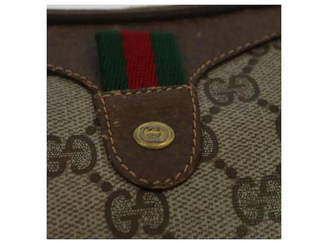 GUCCI GG Supreme Web Sherry Line Borsa PVC Beige Oro 156 02 066 Auth ki5606 D'oro - vista 17
