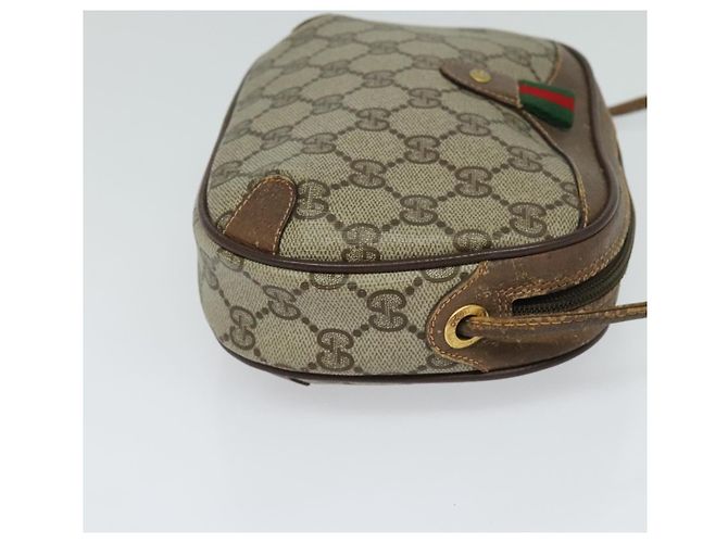 GUCCI GG Supreme Web Sherry Line Borsa PVC Beige Oro 156 02 066 Auth ki5606 D'oro - vista 4