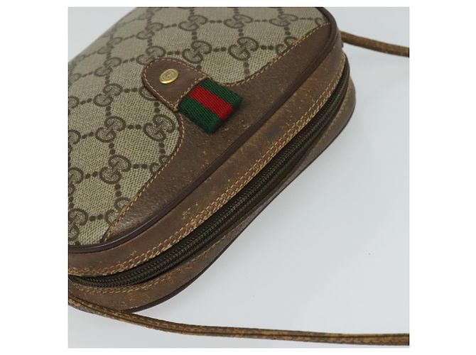 GUCCI GG Supreme Web Sherry Line Borsa PVC Beige Oro 156 02 066 Auth ki5606 D'oro - vista 6
