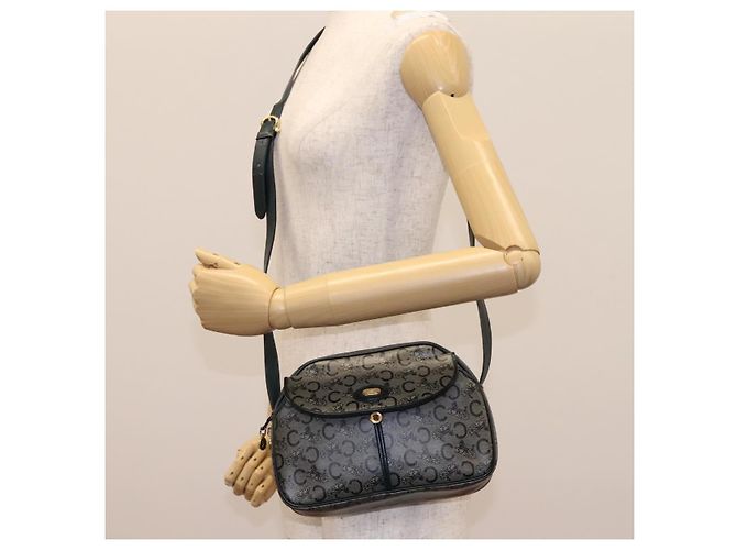 Céline Borsa a Spalla CELINE C Sulky PVC Blu Navy Oro Auth ep8365 D'oro - vista 30