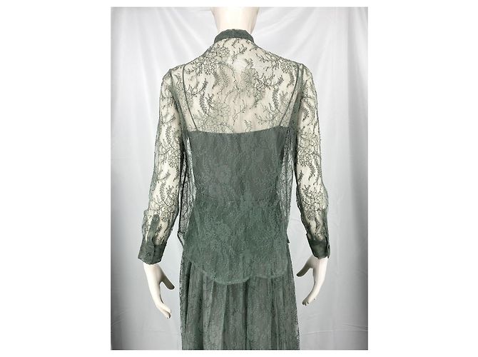 Christian Dior camisa de encaje de cuello alto Gris Verde oliva Verde claro Azul claro Turquesa - vista 3