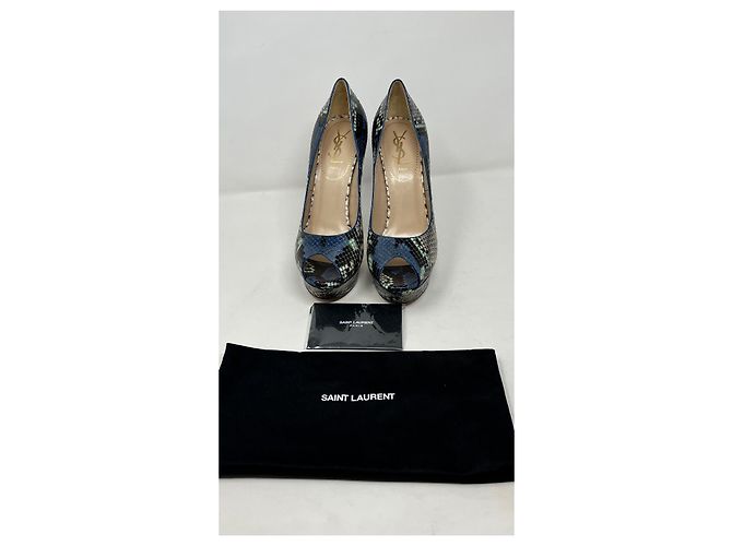 Saint Laurent Python Pumps Blue - view 10