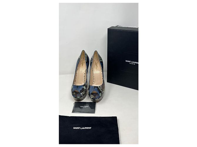 Saint Laurent Python Pumps Blue - view 11