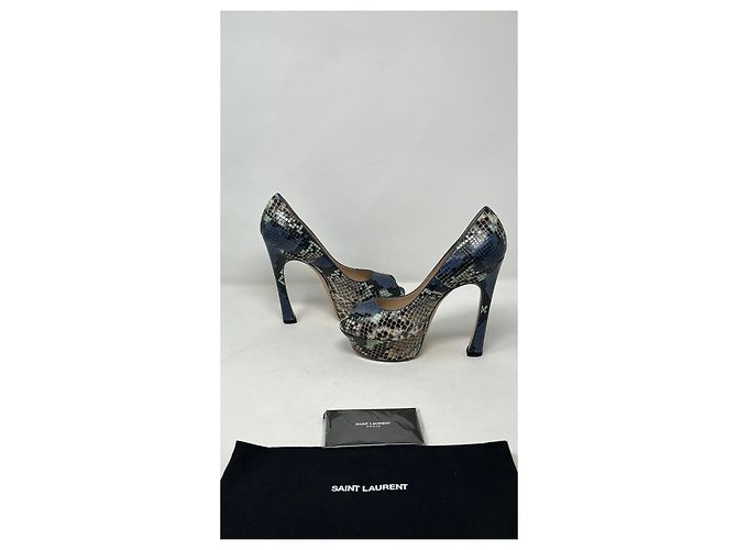 Saint Laurent Python Pumps Blue - view 12