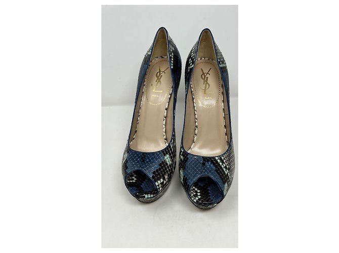 Saint Laurent Python Pumps Blue - view 14
