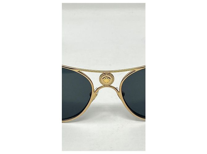 Occhiali da sole Versace Medusa in metallo blu - vista 2