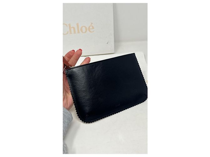 Pochette Chloé Piccola in pelle bicolore bianco e nero - vista 2