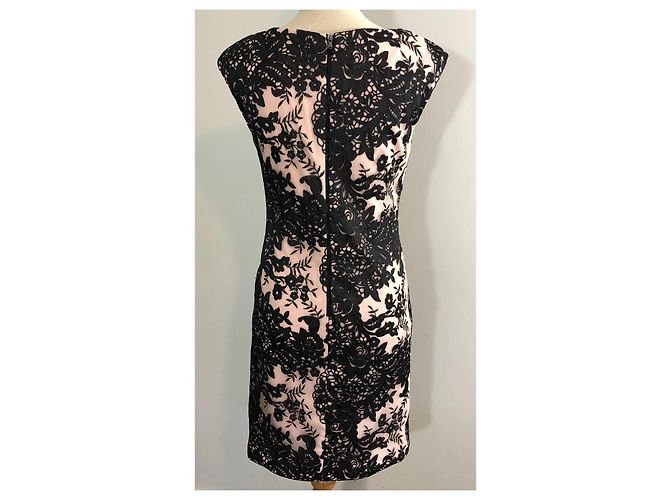Vestido de encaje negro y nude de Vera Wang Rosa Carne - vista 3