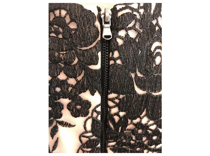 Vestido de encaje negro y nude de Vera Wang Rosa Carne - vista 5
