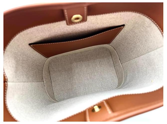 Borsa Céline in pelle e cotone beige - vista 11