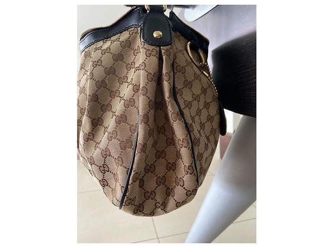 Borsa Gucci Monogram Sukey Beige in tela GG - vista 5