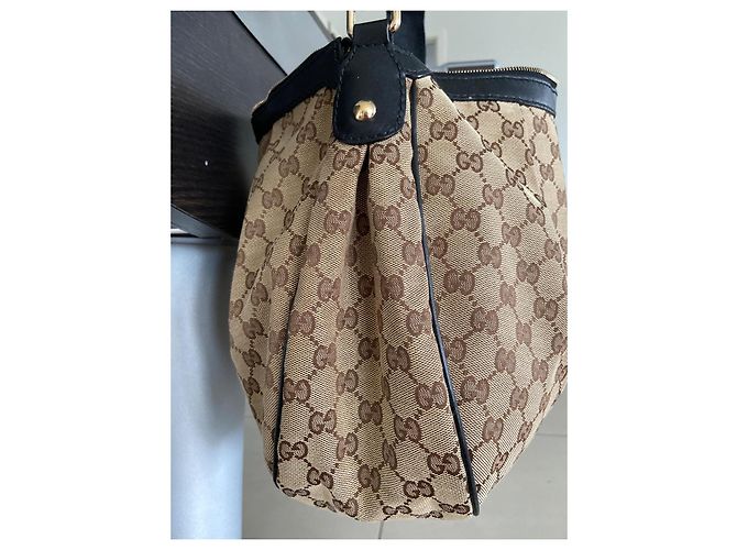 Borsa Gucci Monogram Sukey Beige in tela GG - vista 6