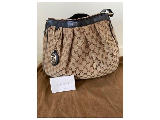 Borsa Gucci Monogram Sukey Beige in tela GG - vista 8