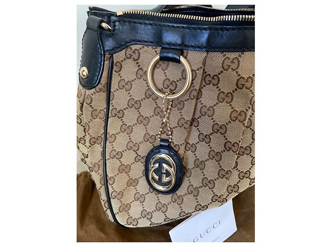 Borsa Gucci Monogram Sukey Beige in tela GG - vista 9