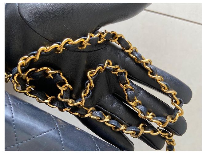 Timeless Chanel Borsa Single Flap in pelle d'agnello trapuntata nera Nero - vista 14