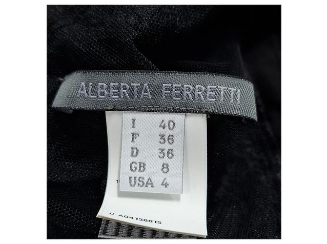 Alberta Ferretti Spitzen-Midi-Kleid aus schwarzer Seide - Ansicht 3