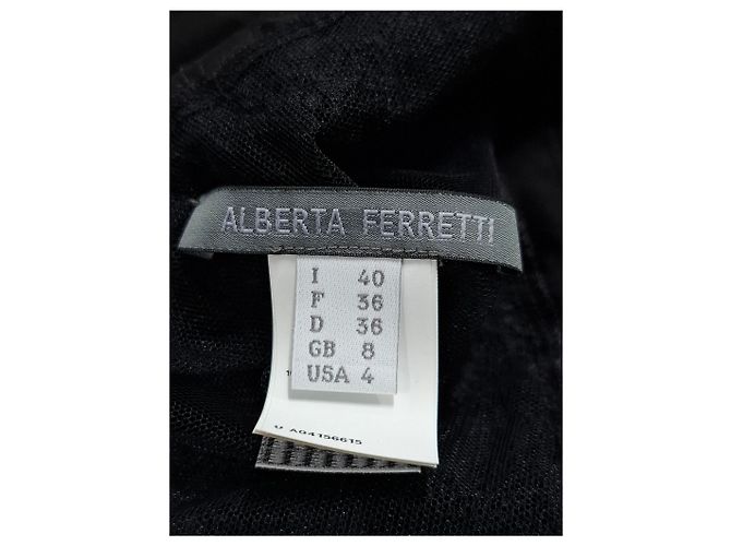 Alberta Ferretti Spitzen-Midi-Kleid aus schwarzer Seide - Ansicht 6