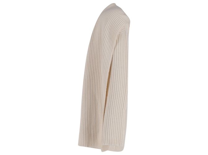 Rippstrick offener Cardigan von Theory aus cremefarbener Wolle Weiß Roh - Ansicht 2