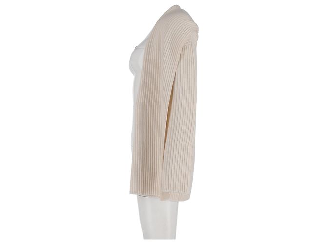 Rippstrick offener Cardigan von Theory aus cremefarbener Wolle Weiß Roh - Ansicht 5