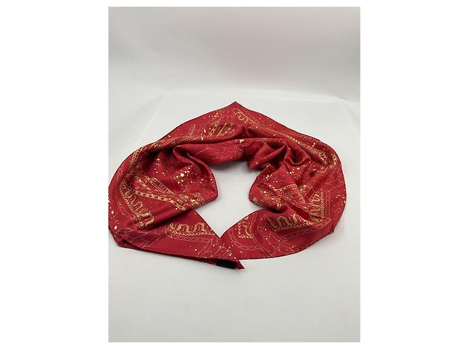 Foulard in seta Bulgari 90 Rosso e Oro Multicolore - vista 11