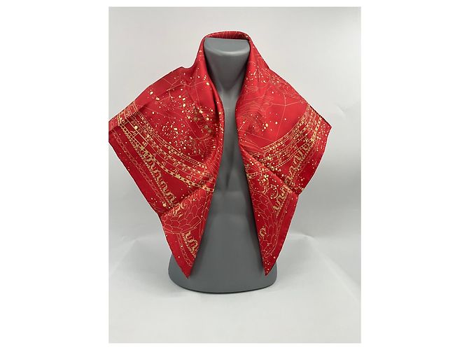 Foulard in seta Bulgari 90 Rosso e Oro Multicolore - vista 2