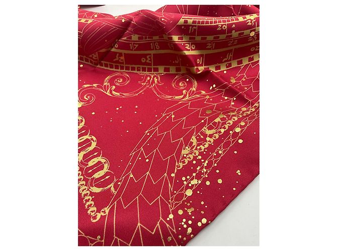Foulard in seta Bulgari 90 Rosso e Oro Multicolore - vista 6