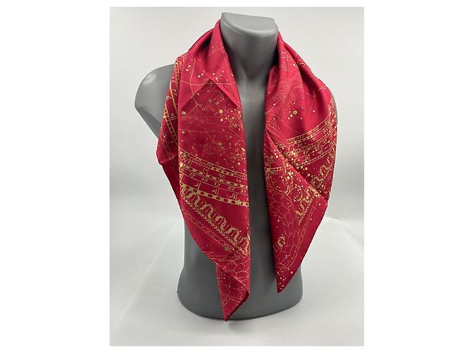 Foulard in seta Bulgari 90 Rosso e Oro Multicolore - vista 7