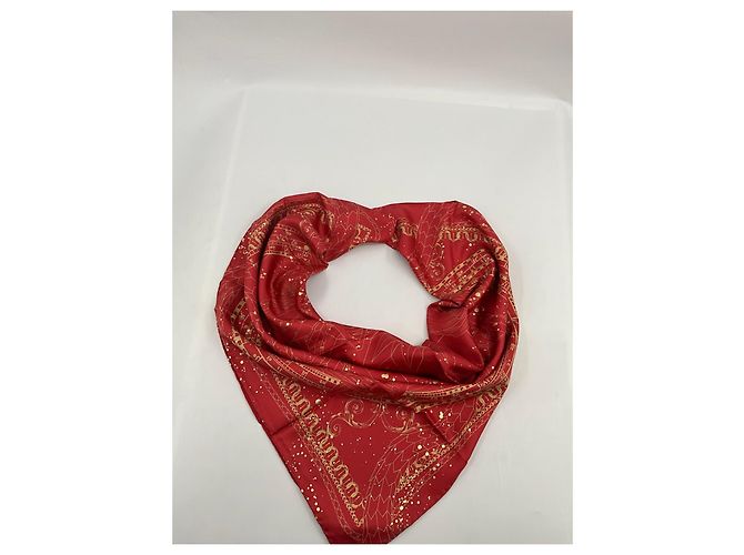 Foulard in seta Bulgari 90 Rosso e Oro Multicolore - vista 8