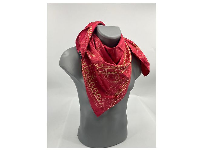 Foulard in seta Bulgari 90 Rosso e Oro Multicolore - vista 9
