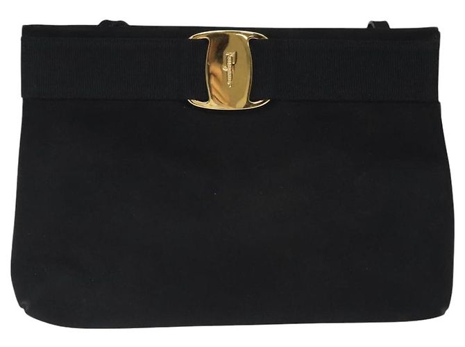 Borsa a spalla Salvatore Ferragamo in suede nero e oro Auth nb434 D'oro - vista 13