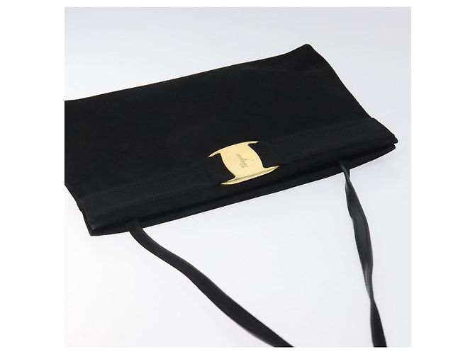 Borsa a spalla Salvatore Ferragamo in suede nero e oro Auth nb434 D'oro - vista 6