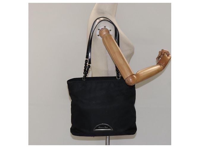 Christian Dior Tote Bag aus schwarzem Nylon mit Silber authentisch fm4460 - Ansicht 24