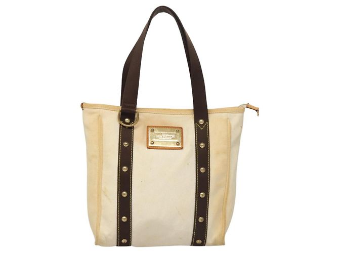 LOUIS VUITTON Antigua Cabas PM Borsa Tote Bianca Marrone M40036 LV Auth th5823 Bianco - vista 13