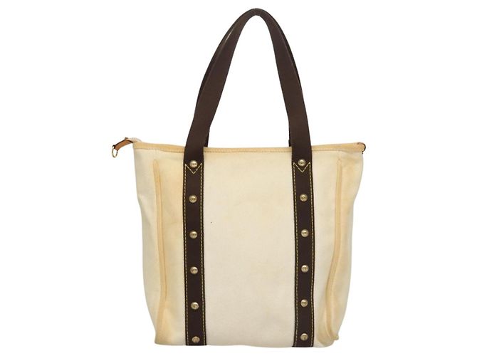 LOUIS VUITTON Antigua Cabas PM Borsa Tote Bianca Marrone M40036 LV Auth th5823 Bianco - vista 2
