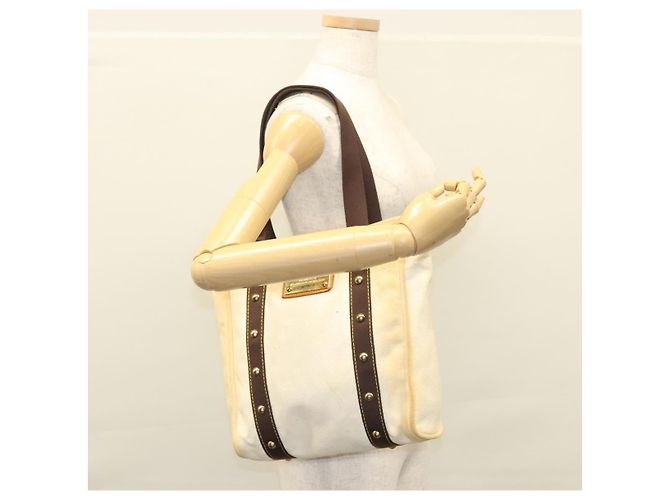 LOUIS VUITTON Antigua Cabas PM Borsa Tote Bianca Marrone M40036 LV Auth th5823 Bianco - vista 22