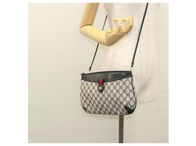 Borsa a Spalla GUCCI GG Supreme PVC Blu Navy Oro 39 02 026 Auth ep8170 D'oro - vista 22