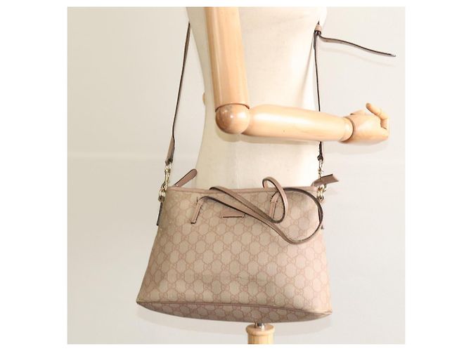 Borsa a mano GUCCI GG Supreme PVC 2 vie Rosa 353440 Auth BD1945 - vista 23