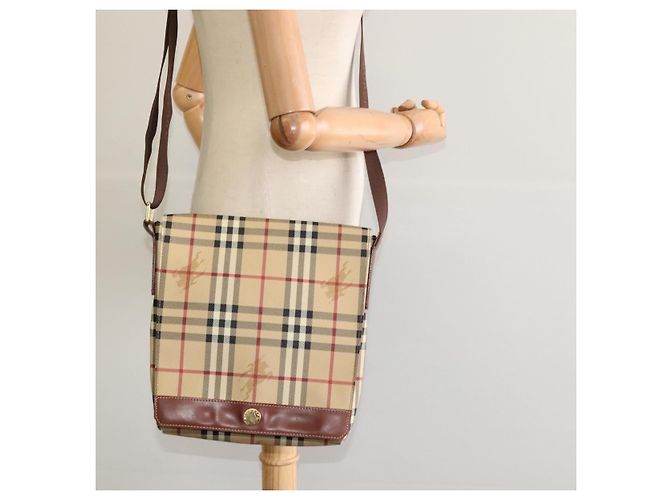Borsa a spalla Burberry Nova Check in pelle PVC beige Auth BD1450 - vista 22